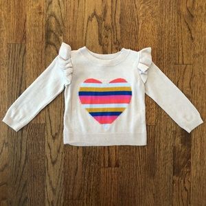 GAP Crazy Stripe Rainbow Heart Pullover Sweater, 18-24 Months